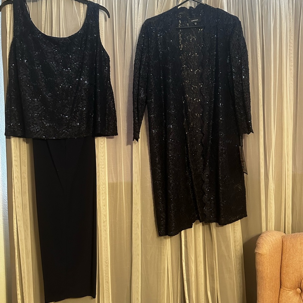 R&M Richards 3-piece Embellished sequin pant suit